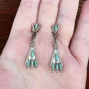 Vintage Zuni Turquoise Dangle Earrings